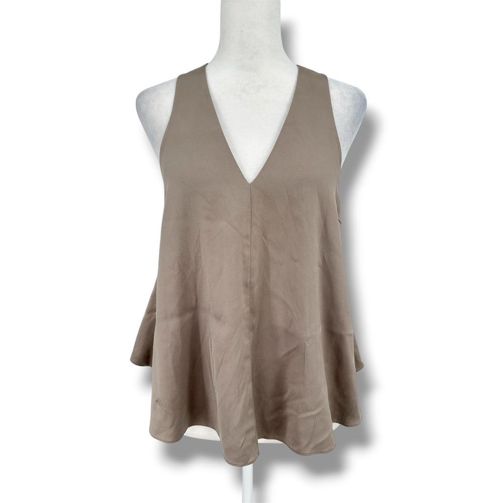 Alexander Wang Silk Blend Flowy‎ Swing Tank Top Sz 4 Beige Taupe Minimalist